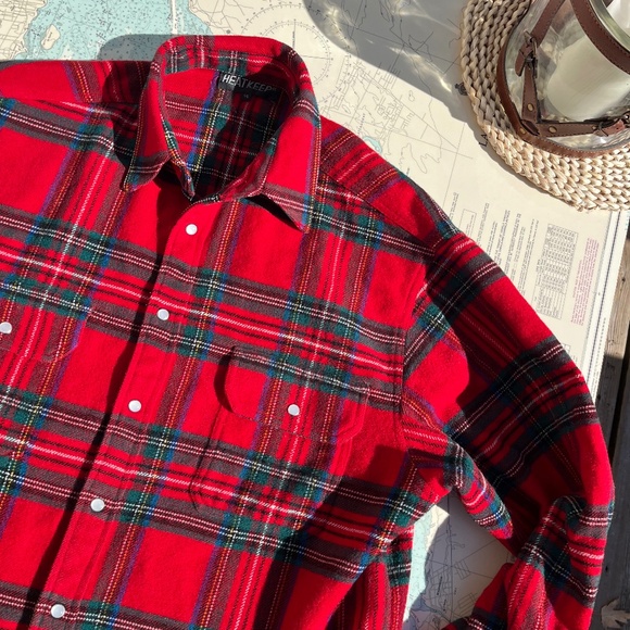 Vintage Heat Keep Red Plaid Fleece Jacket L - Picture 1 of 5